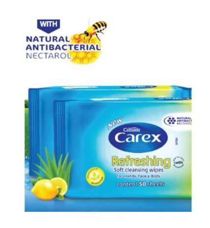 Carex Refreshing Soft Cleansing Wipes for Hands Face & Body 50 Sheets 