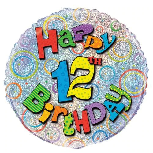 Happy 12th Birthday Foil Balloon 45cm 18
