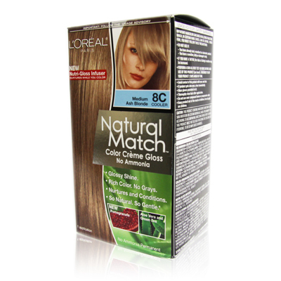 L Oreal Natural Match Color Creme Gloss 8c Medium Ash Blonde