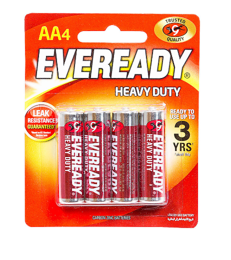 Eveready Aa Heavy Duty Batteries 4pk