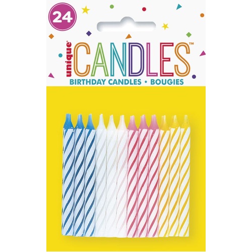 Spiral Assorted Colour Candles 24PK