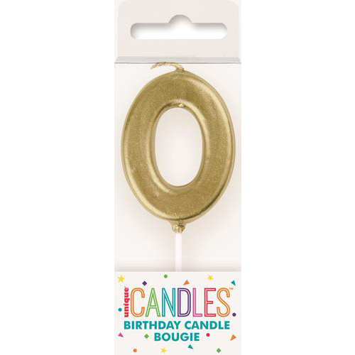 Mini Gold Number 0 Pick Candle