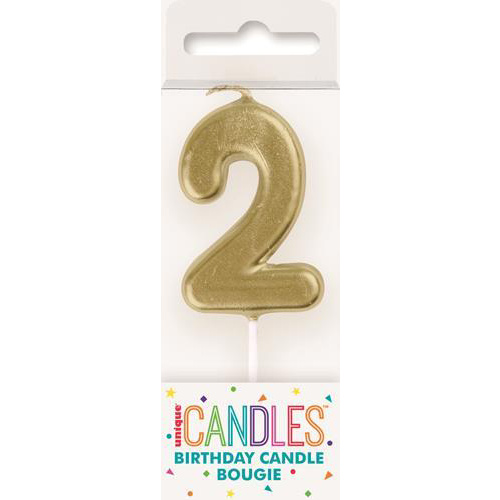 Mini Gold Number 2 Pick Candle