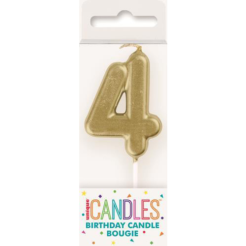 Mini Gold Number 4 Pick Candle