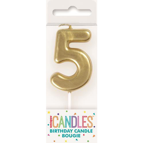 Mini Gold Number 5 Pick Candle