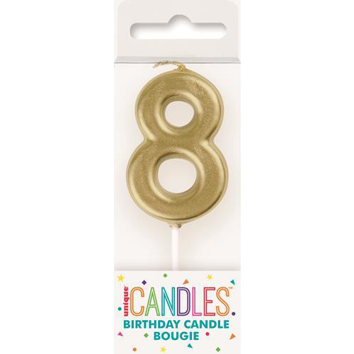 Mini Gold Number 8 Pick Candle