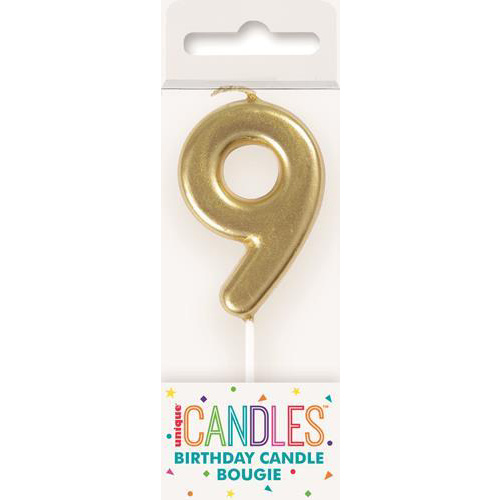 Mini Gold Number 9 Pick Candle