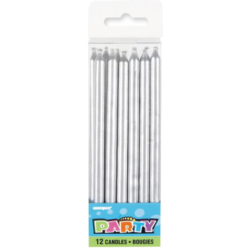 Silver Candles 12.5cm pack of 12