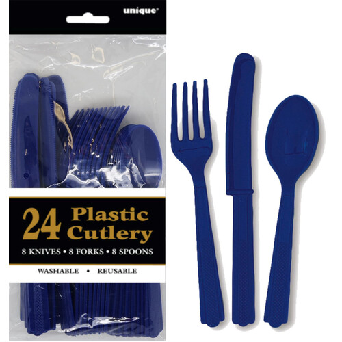 Royal Blue Assorted Cutlery Set 24pk