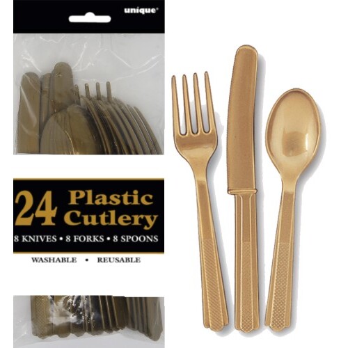 Gold Assorted Cutlery Set 24pk 