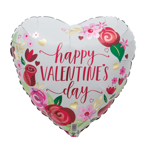  Bulk Rosy Valentines Day Heart Foil Balloon With Ribbon 17" (43cm)