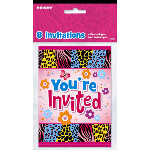 Wild Birthday 8 Invitations 9.7 x 3.6cm (5.3" x 3.8")