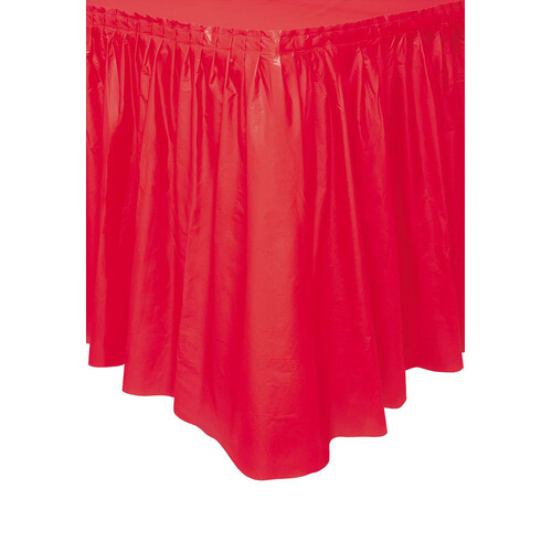 Ruby Red Plastic Tableskirt 73cm x 4.3m (29" x 14')