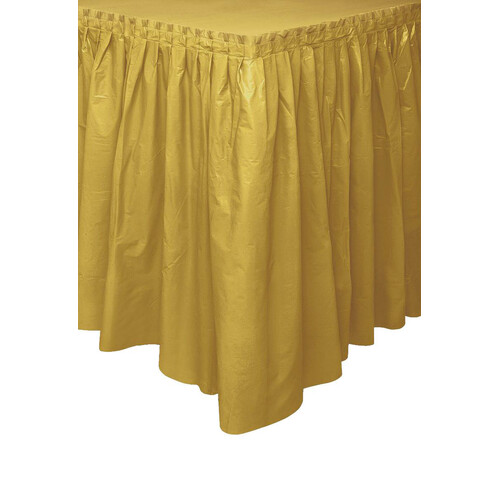 Gold Plastic Tableskirt 73cm x 4.3m (29" x 14')