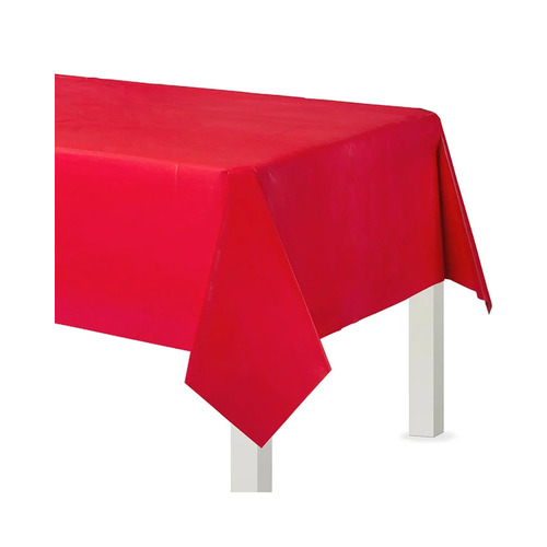 Red Plastic Table Cover Rectangle 