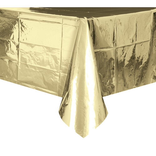 Metallic Gold Plastic Rectangle Tablecover