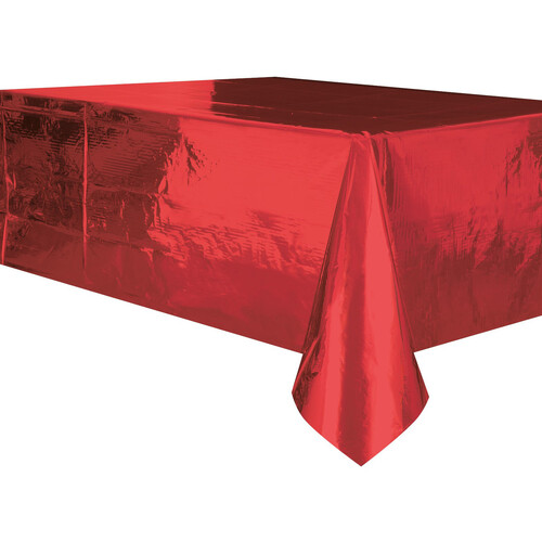 Metallic Red Rouge Plastic Rectangle Tablecover