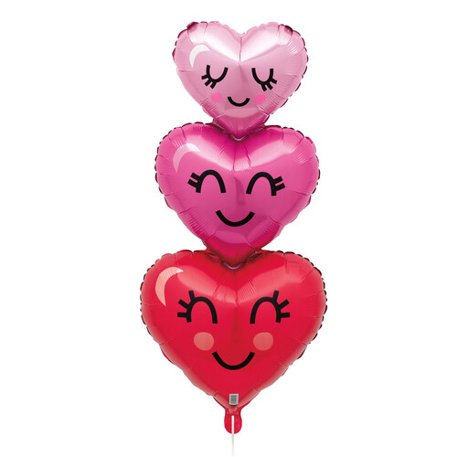 BULK HAPPY HEARTS FOIL BALLOON WITH RIBBON 80CM