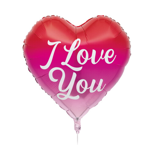 OMBRE "I LOVE YOU" JUMBO HEART 74CM (29") FOIL BALLOON WITH RIBBON
