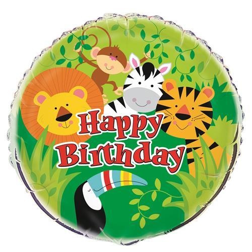18" Animal Jungle Happy Birthday Foil Balloon 45cm