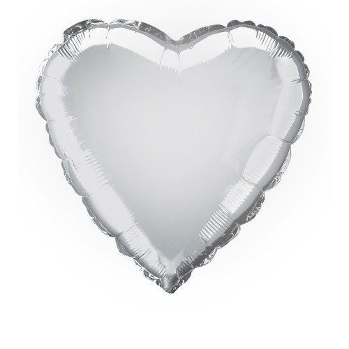 18" Silver Heart Foil Balloon 45cm