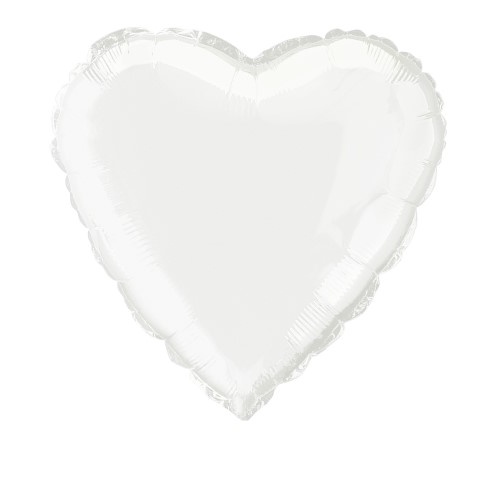 18" White Heart Foil Balloon 45cm