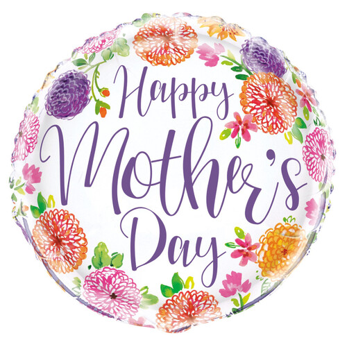 Purple Floral Mother's Day 45cm (18") Foil Balloon