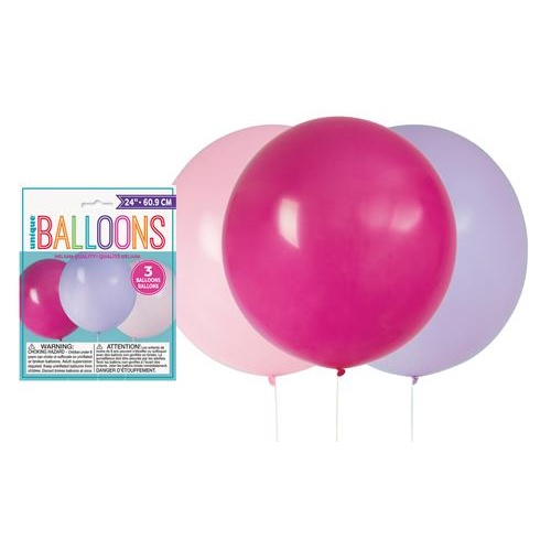 Pink & Purple Assorted 60.9cm 24" Latex Balloons 3pk