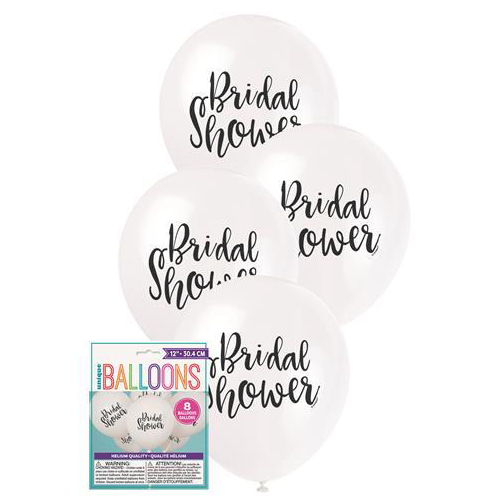 Bridal Shower 8 x 30cm (12") Balloons - White