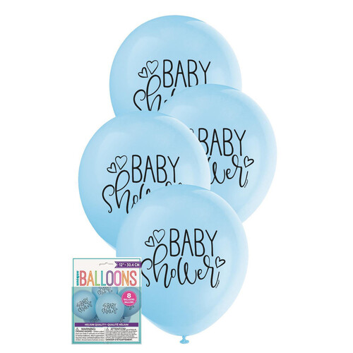 Baby Shower Balloon Blue 30cm (12") 8pk