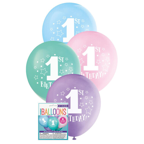 1st Birthday Stars - Assorted Balloons