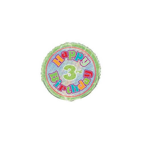 Happy 3rd Birthday 3rd Foil Balloon 45cm 18"