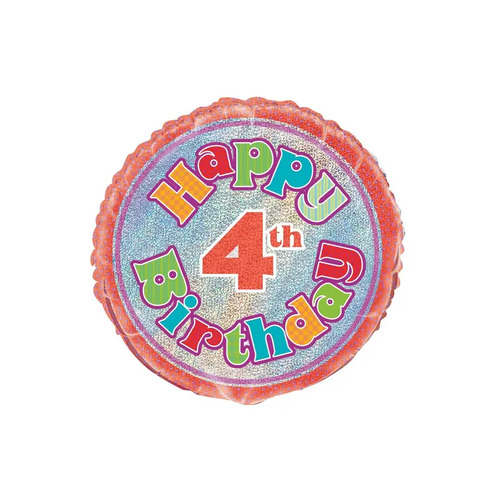Happy 4th Birthday Foil Balloon 45cm 18"