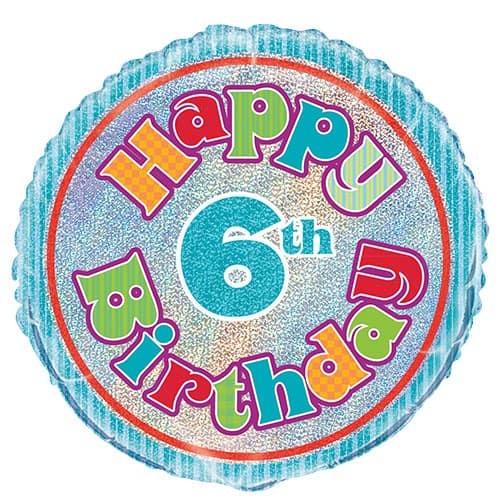 Happy 6th Birthday Foil Balloon 45cm 18"