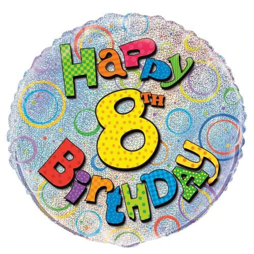 Happy 8th Birthday Foil Balloon 45cm 18"
