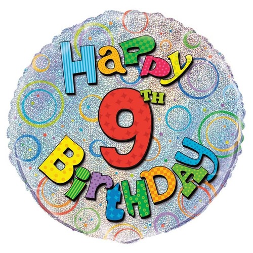 Happy 9th Birthday Foil Balloon 45cm 18"