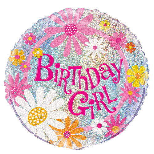 Birthday Girl 45cm Foil Prismatic Balloons Packaged