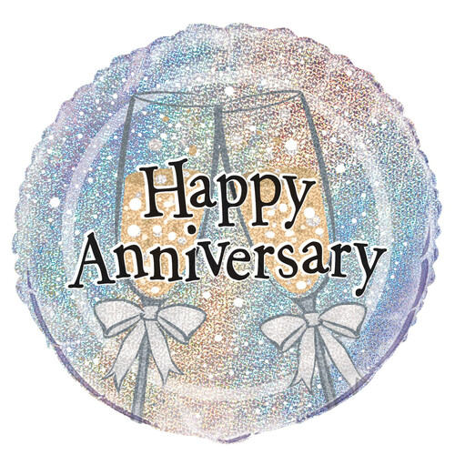 Happy Anniversary 45cm (18") Foil Prismatic Balloons Packaged