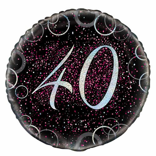 Glitz Pink 40th Birthday Foil Balloon 45cm