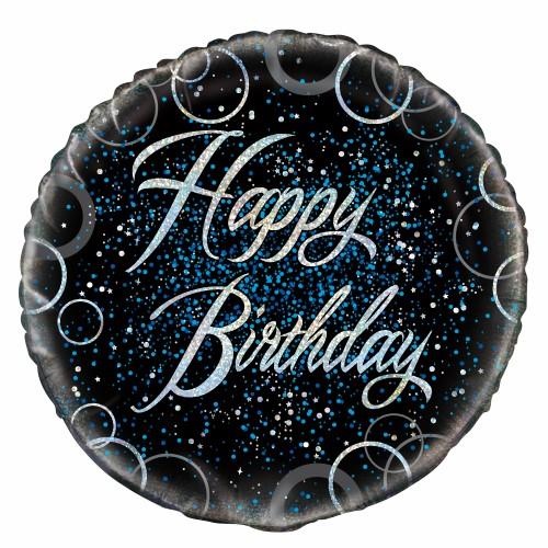 Glitz Blue Happy Birthday 45cm (18") Foil Balloon Prismatic