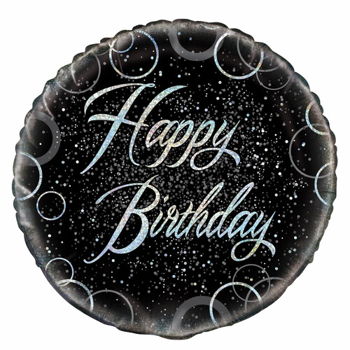 Glitz Silver Happy Birthday 45cm (18") Foil Balloon Prismatic