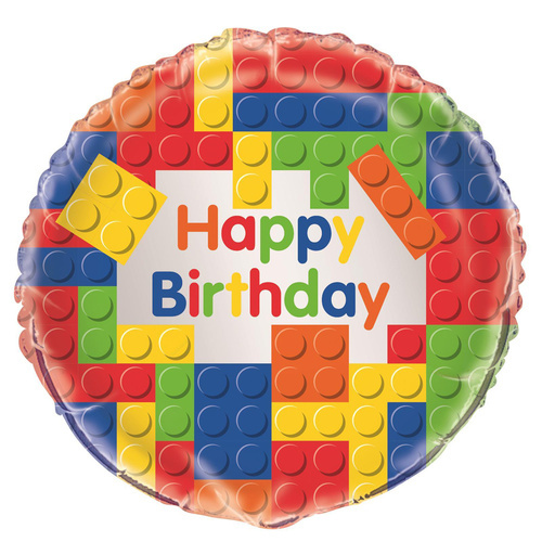 Building Blocks Birthday 45cm Foil Balloon