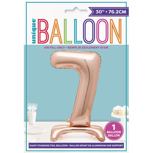 ROSE GOLD "7" GIANT STANDING AIR FILLED NUMERAL FOIL BALLOON 76.2CM (30")