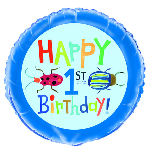 Bug "Happy 1st Birthday" 45cm  Foil Balloon