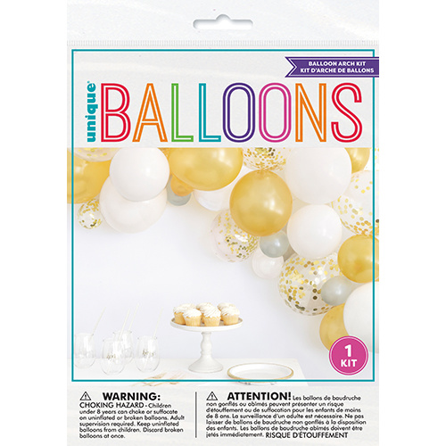 40 Balloons Gold, Silver & White Arch Kit 