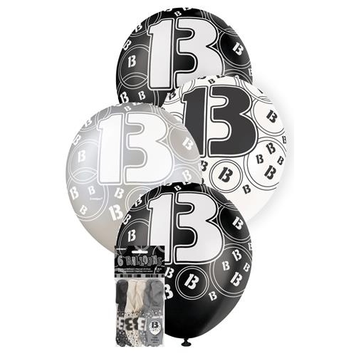 Glitz Black 6 x 30cm (12") Latex Balloons - 13