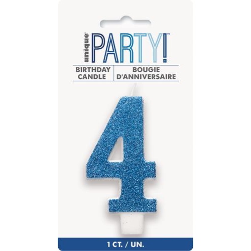 Numerical Birthday Candle Number 4  - Glitter Blue