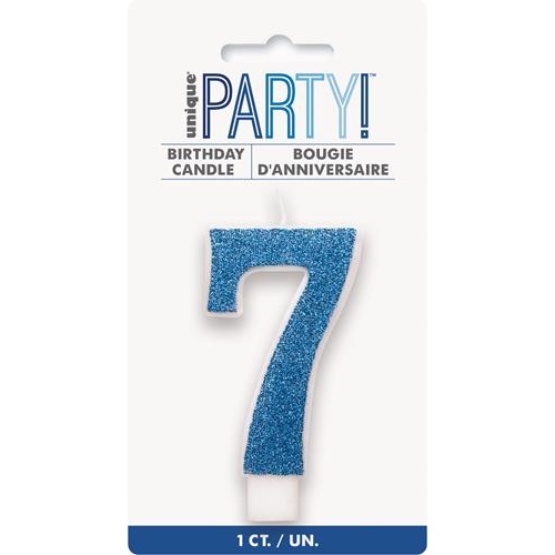 Numerical Birthday Candle Number 7  - Glitter Blue