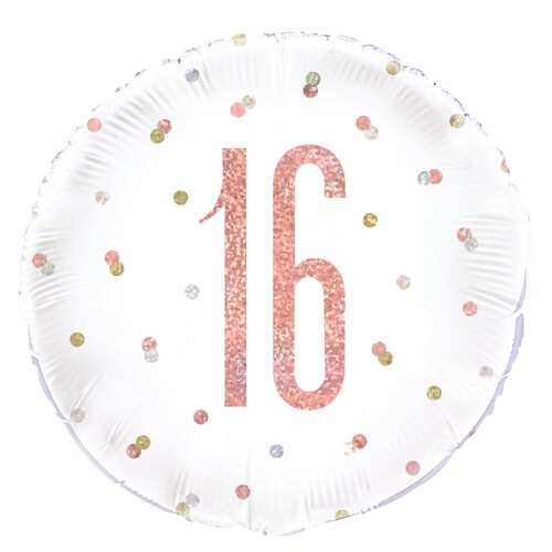 ROSE GOLD "16" 45CM (18") FOIL PRISMATIC BALLOON PACKAGED