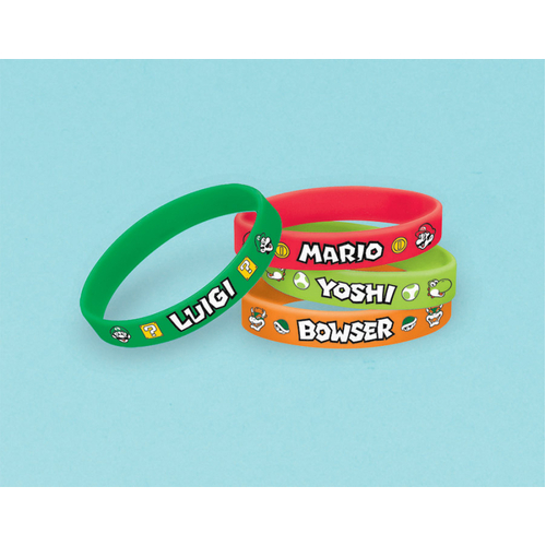 6pk Super Mario Brothers Rubber Bracelets